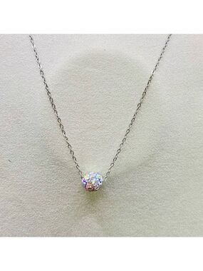 Harriet Ave Silver Tone Iridescent Rhinestone Bead Necklace NWT